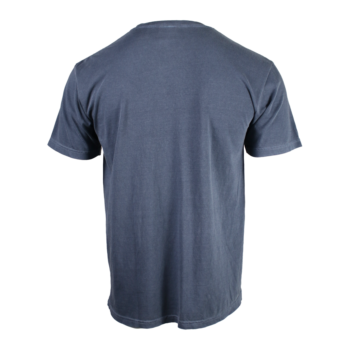 Back of a navy blue t-shirt.