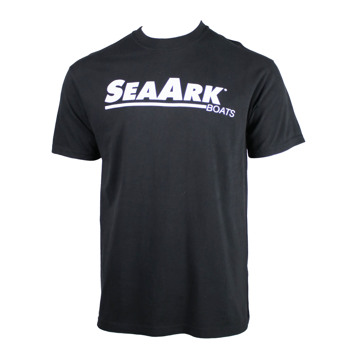 Front of a black tee with a white 'SEA ARK' logo across the chest.